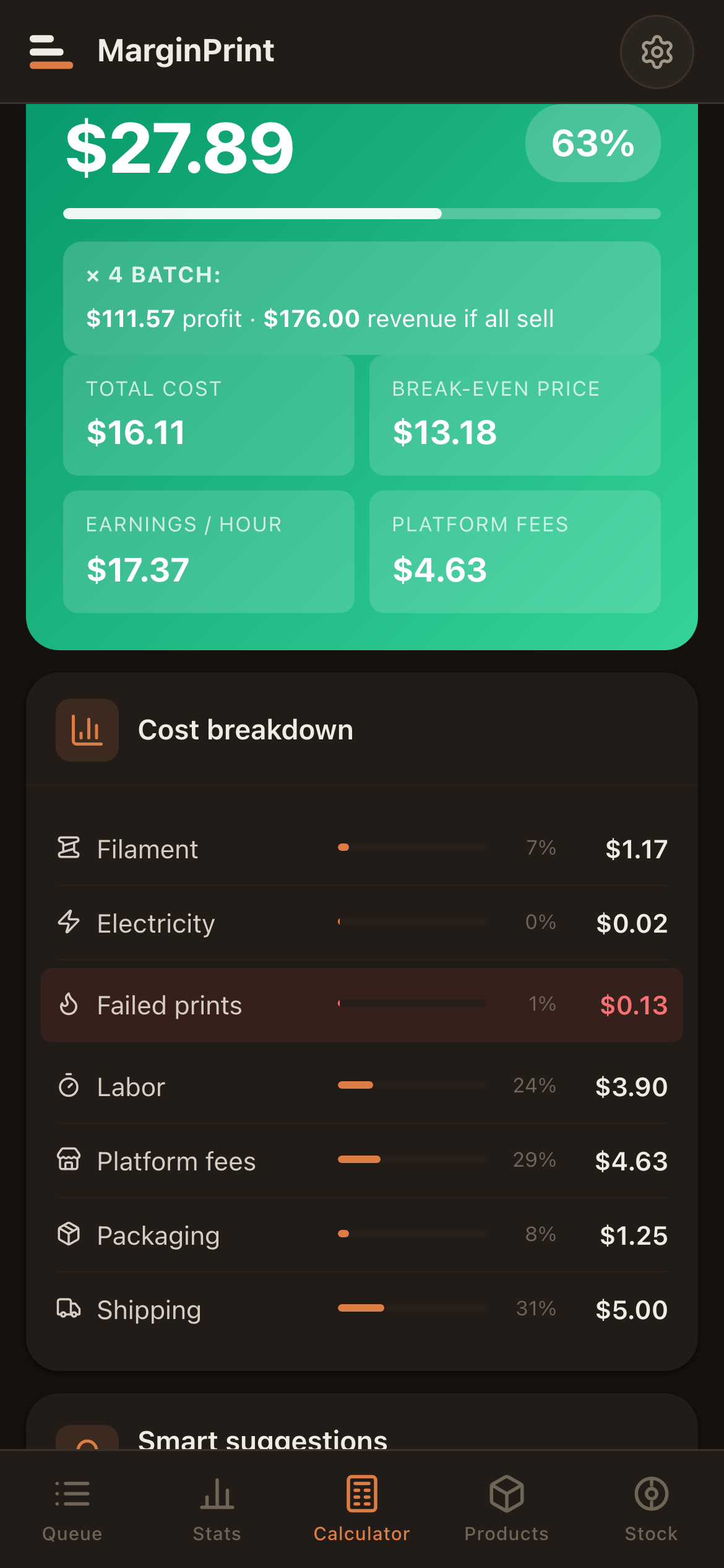 MarginPrint — True cost
